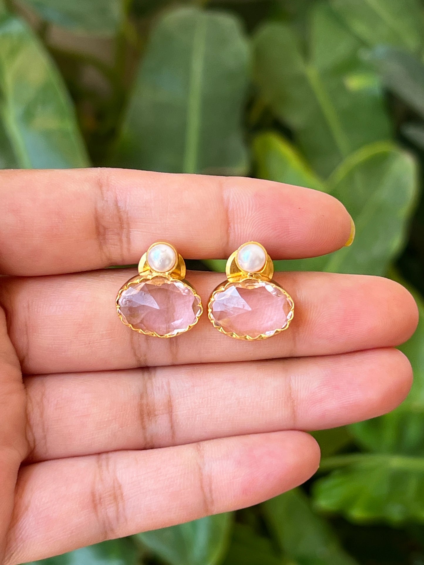 Pink stone earrings