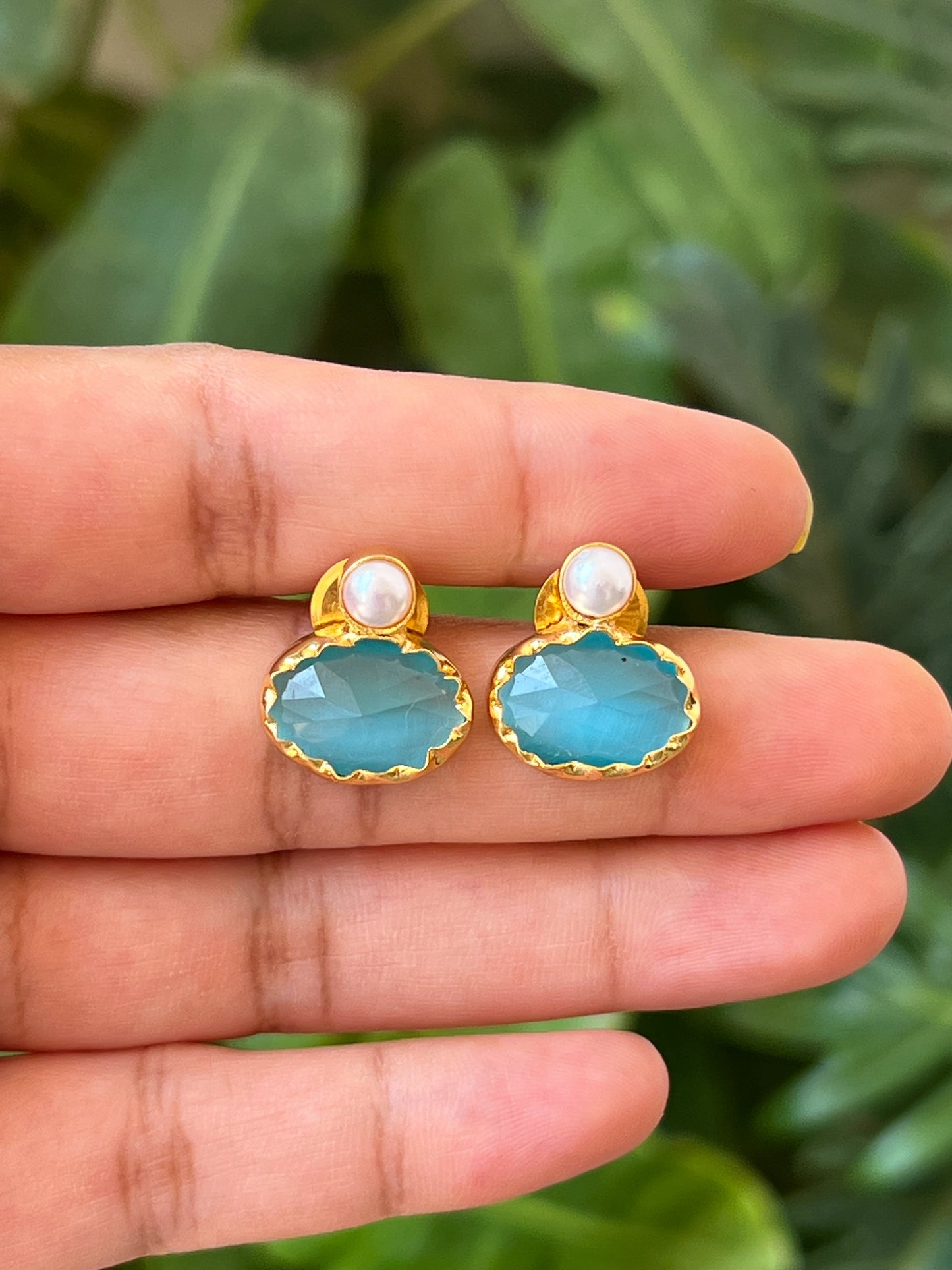 Blue stone earrings