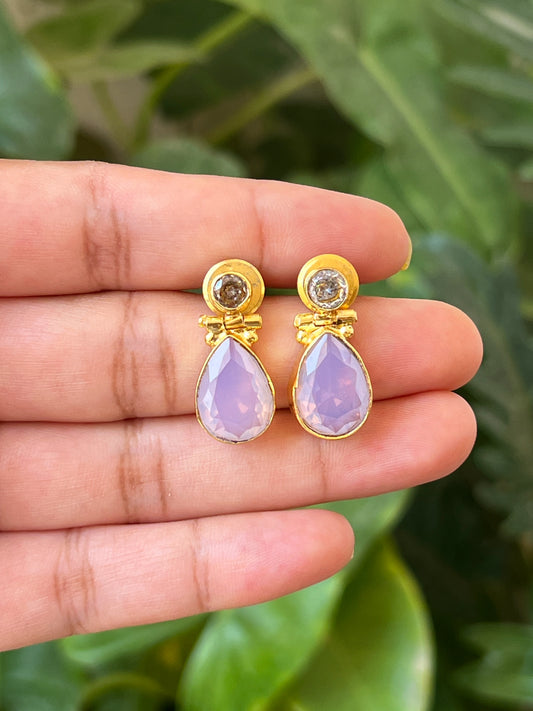 Pink stone earrings