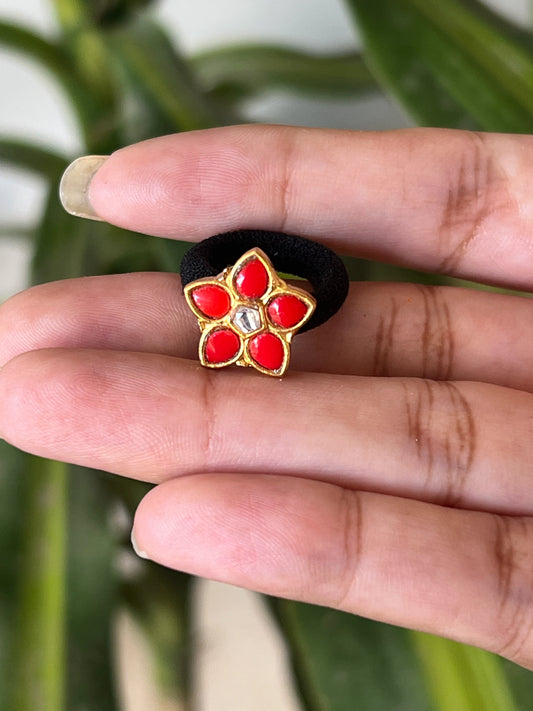 Jadau coral flower hair band