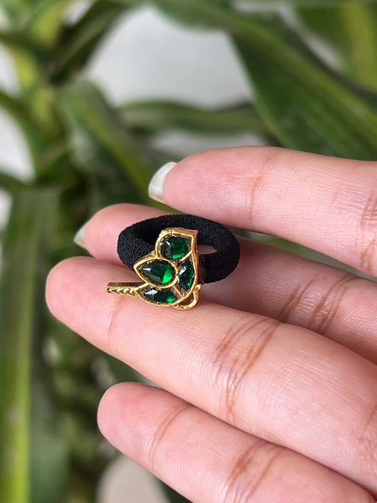 Jadau green bird hair band