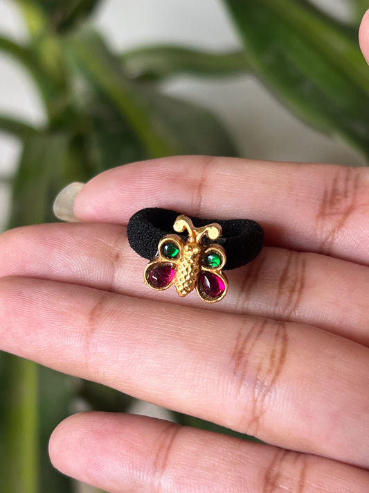 Jadau butterfly hair band (red green)
