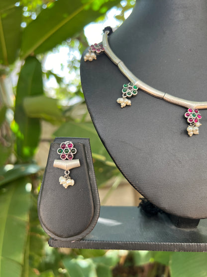 Oxidised short necklace set