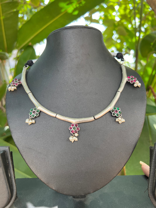 Oxidised short necklace set