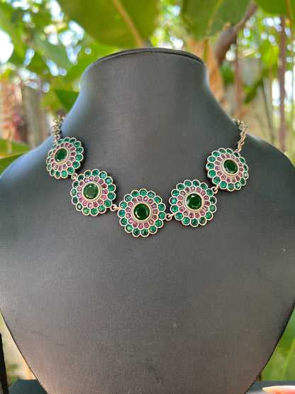 Oxidised stone necklace