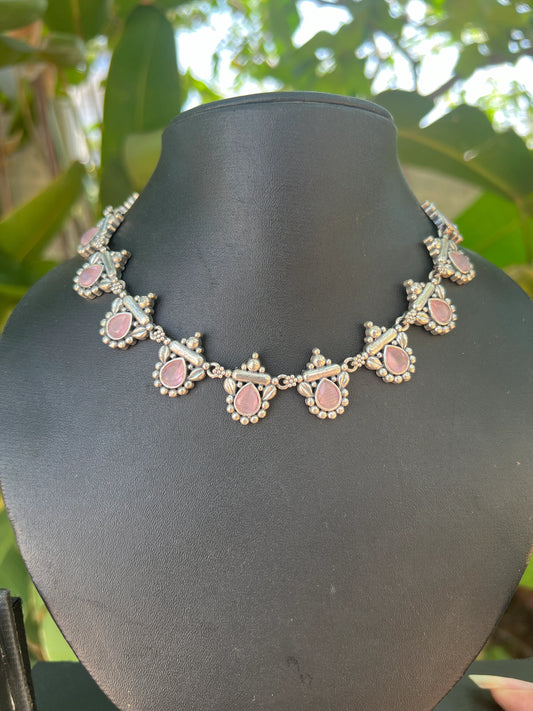 Pink stone necklace