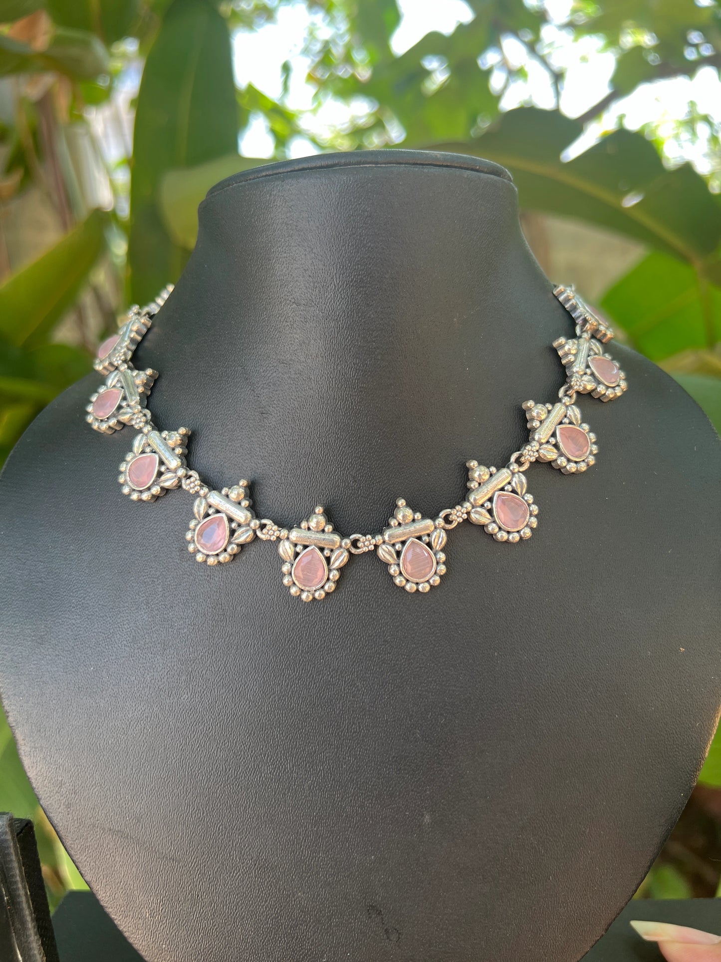 Pink stone necklace