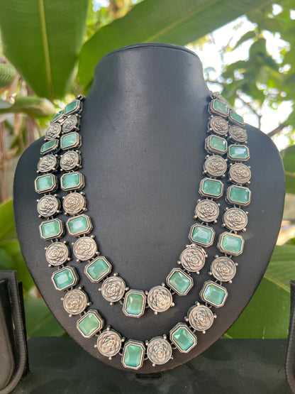 Oxidised mint necklace