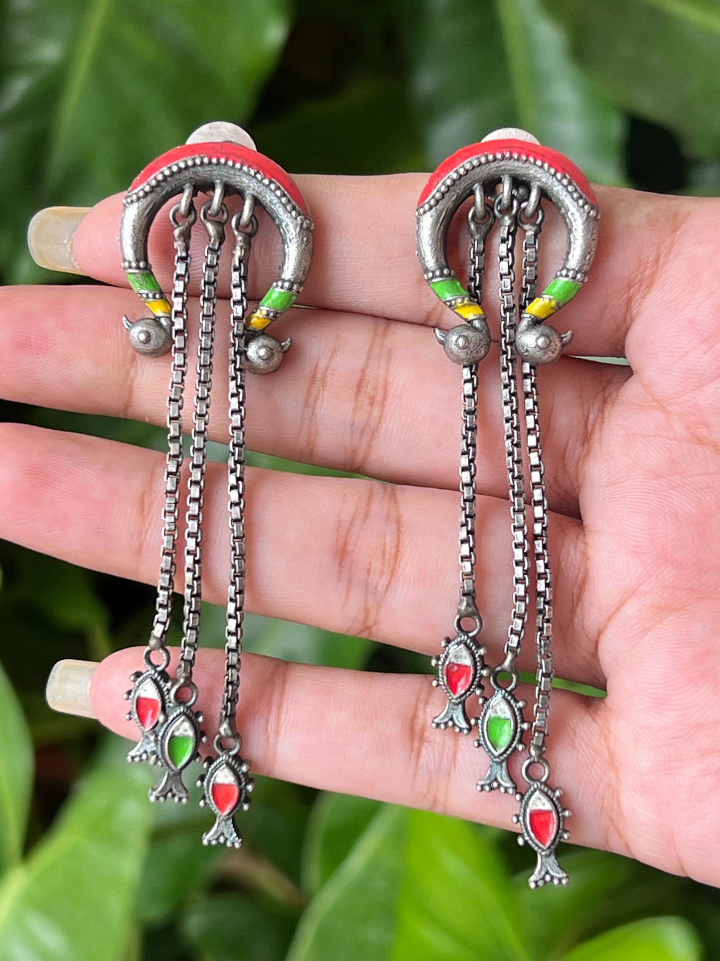 Oxidised handpained earrings