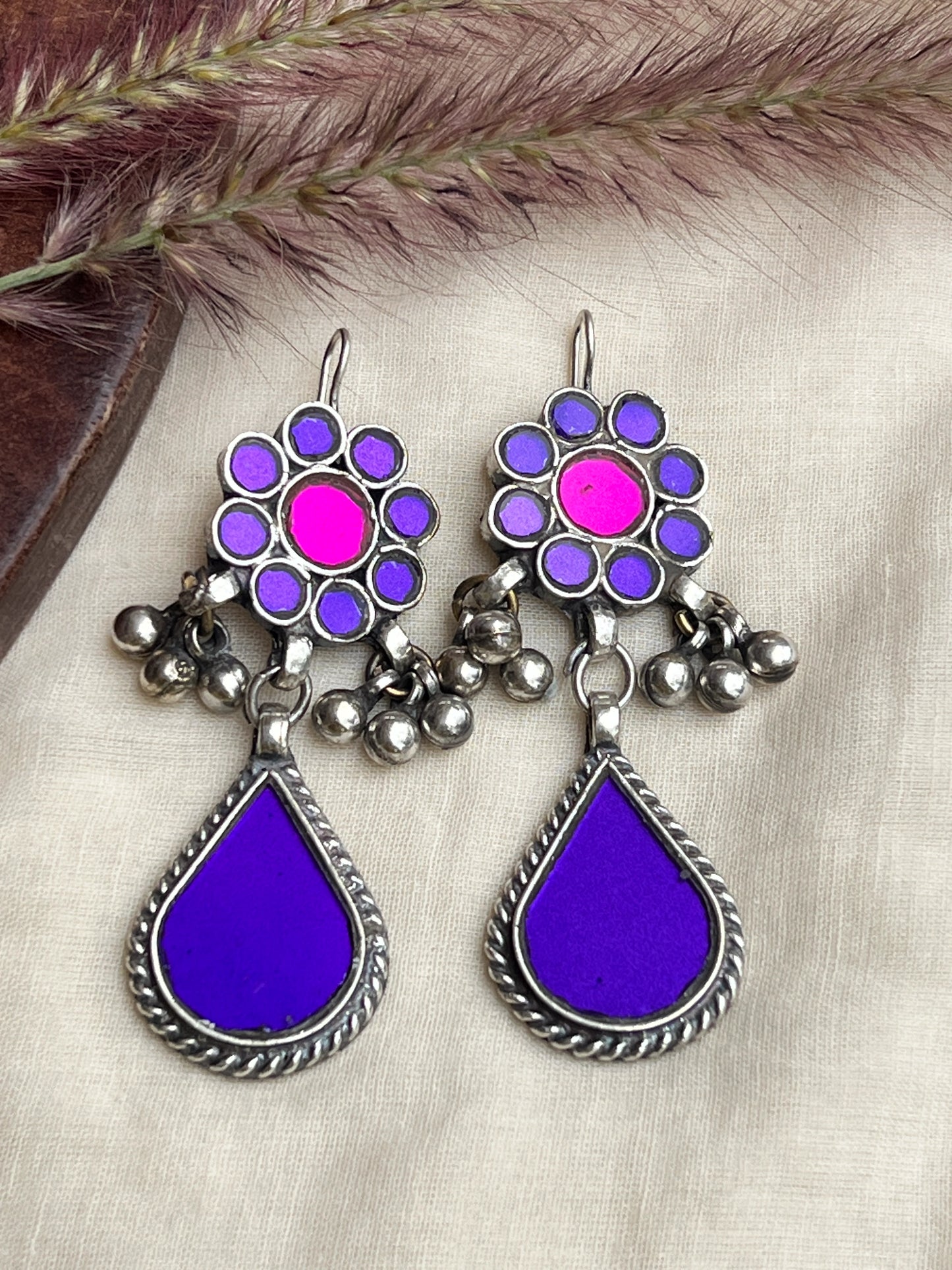Purple glass earrings