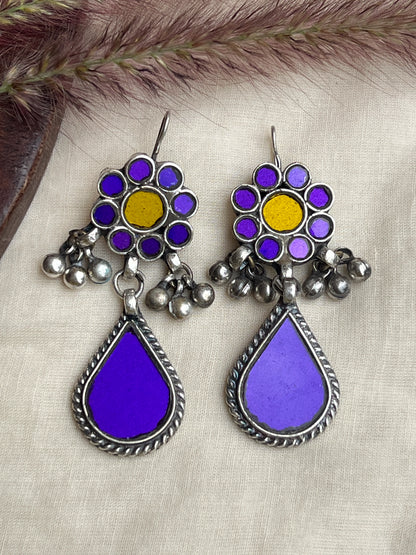 Purple glass earrings