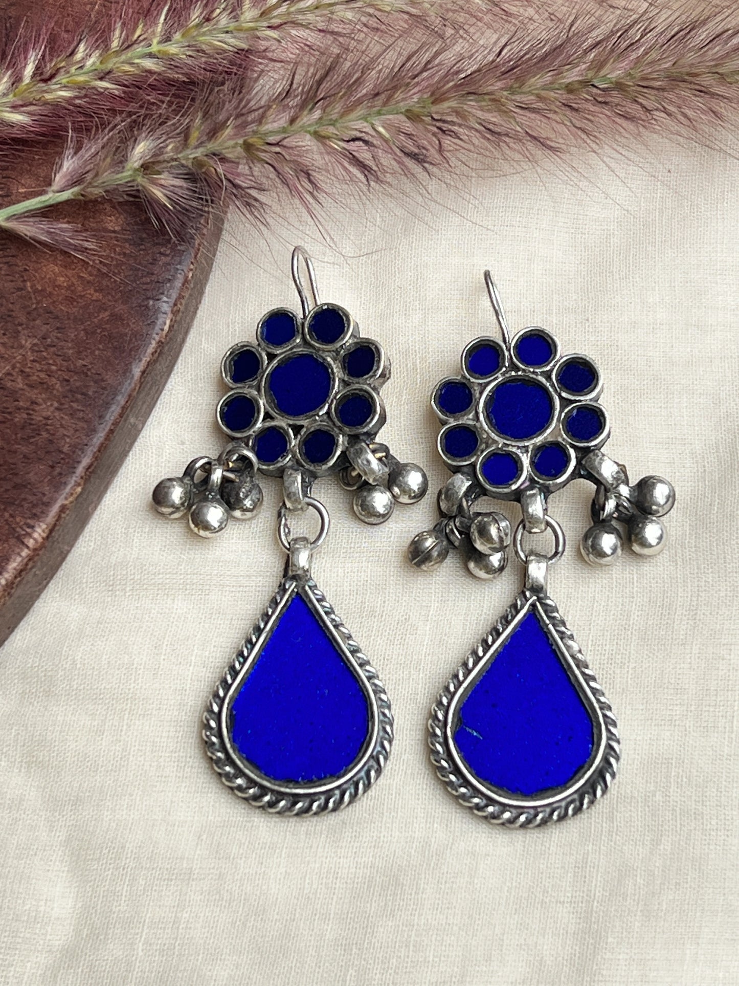Blue glass earrings