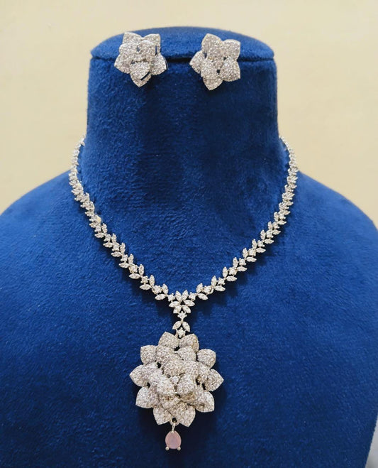 AD flower pendant necklace set