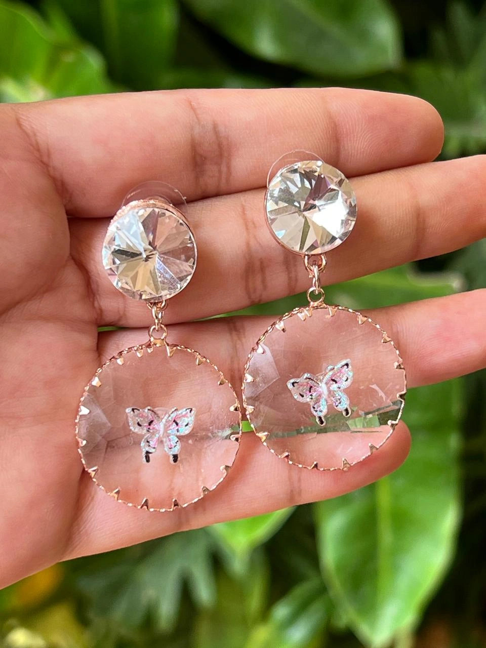 Glass stone earrings