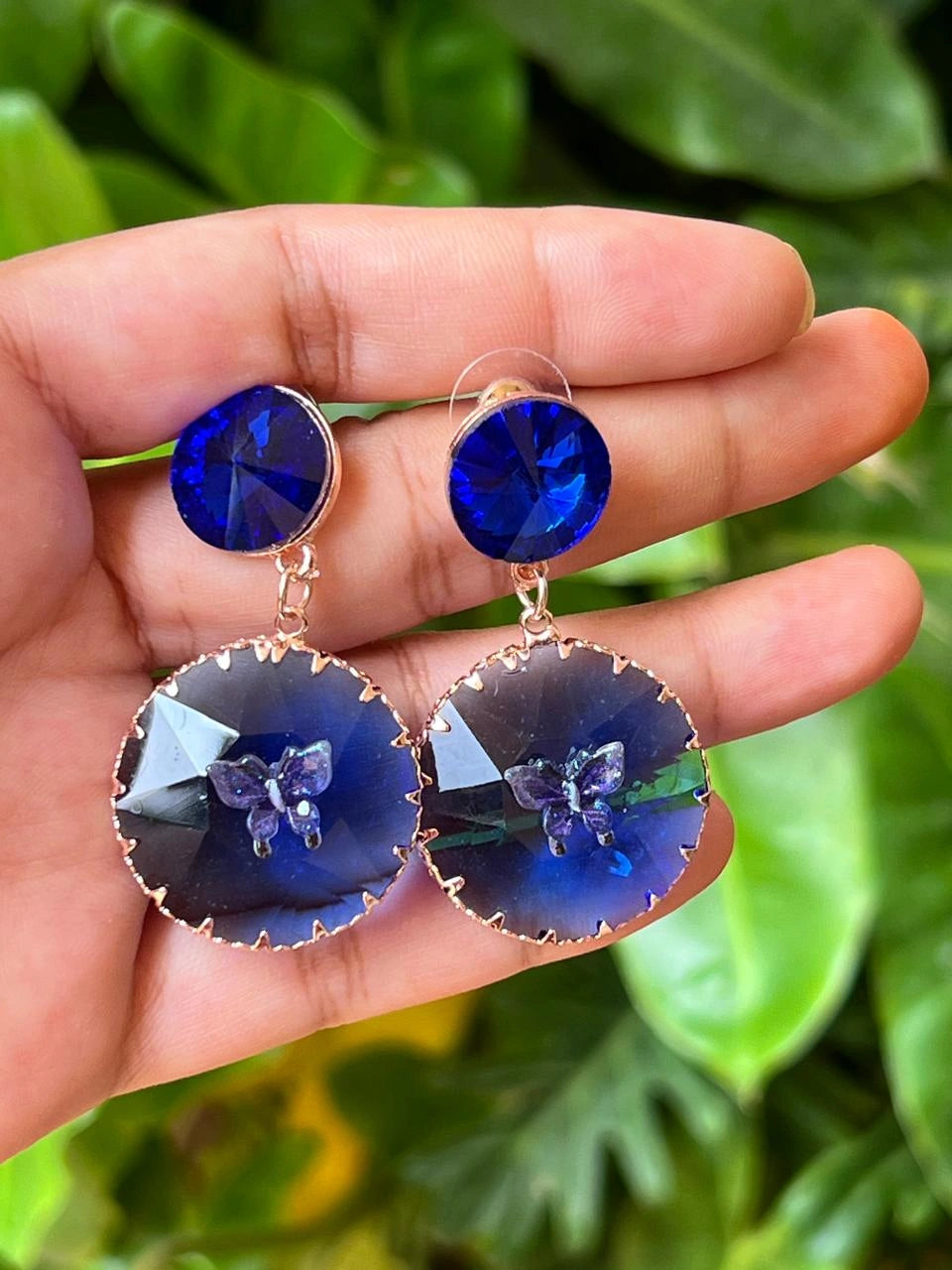 Glass stone earrings