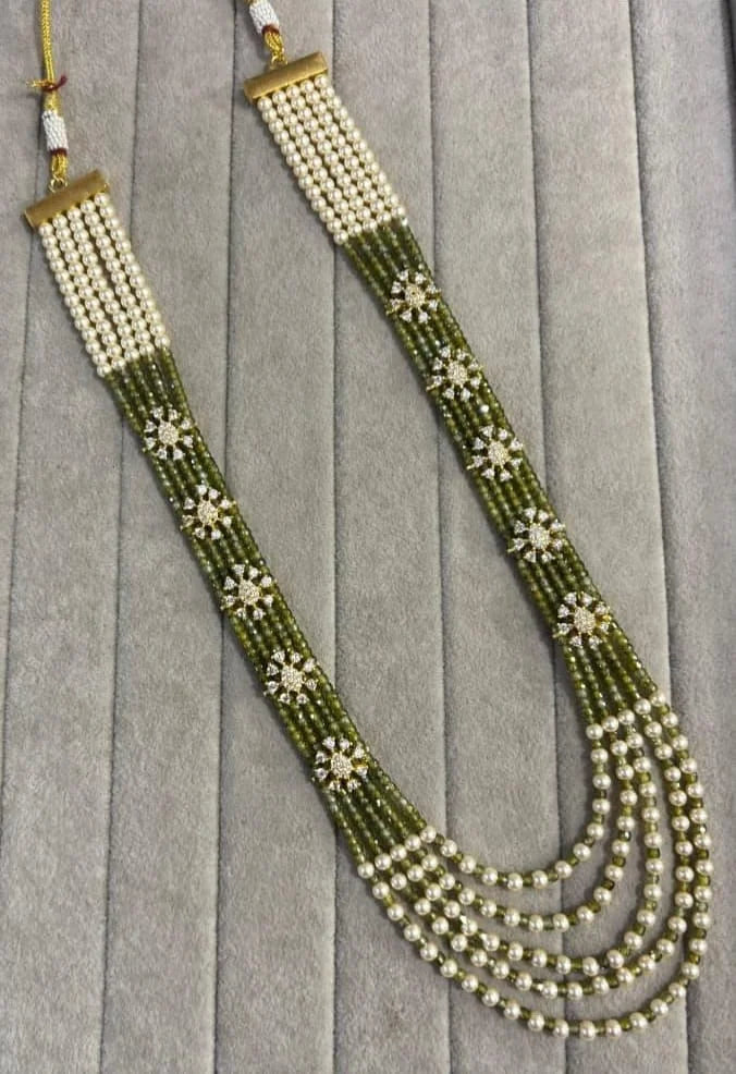 Multi layer cz with swaroski beads necklace