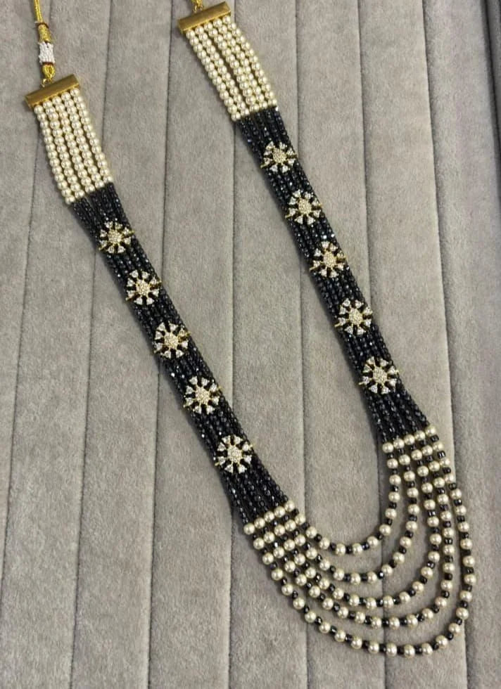 Multi layer cz with swaroski beads necklace