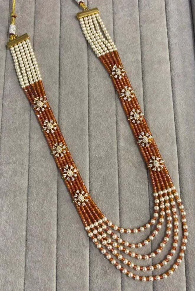 Multi layer cz with swaroski beads necklace