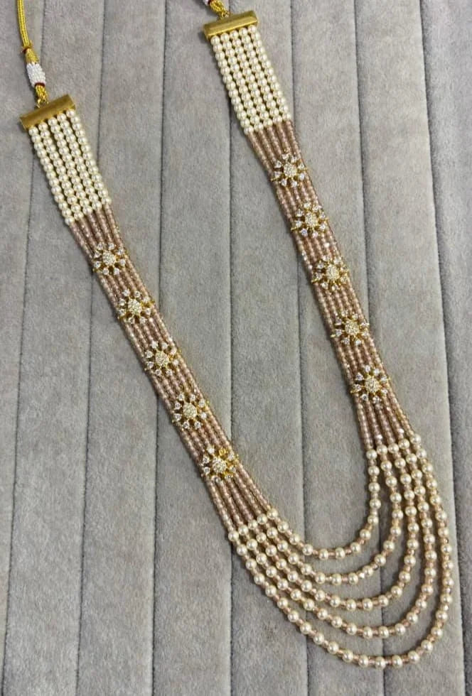 Multi layer cz with swaroski beads necklace