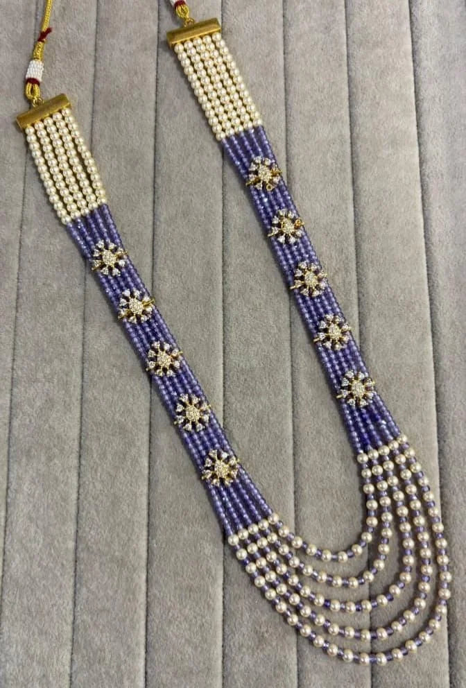 Multi layer cz with swaroski beads necklace