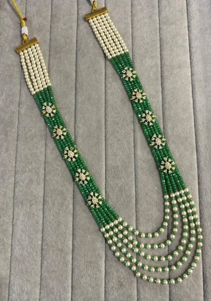Multi layer cz with swaroski beads necklace