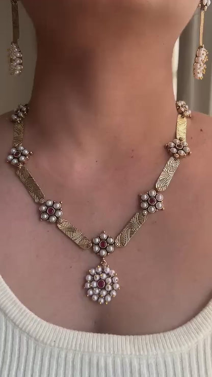 Single layer necklace set Red