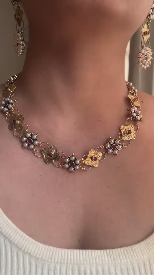 Single layer necklace set Red